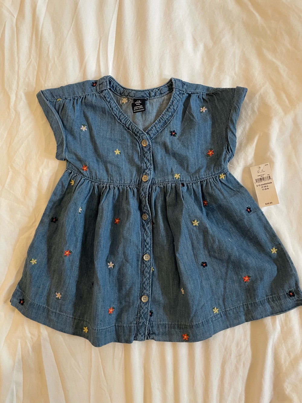 GAP Blue Denim Dress with Multicolor Floral Embroidery